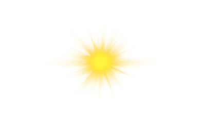 Sun flush with raos or gold spotlyght and boke. Gold lance flares network. Yellow glowing light burst and transparent back ground. Lights flare, star flash light, white sun rays, png. 
