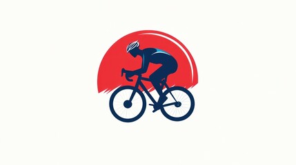 Cyclist Silhouette, Sun Background, Sport, Illustration