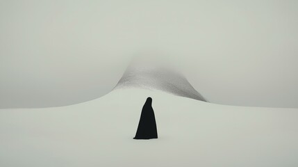 Silhouette in Snow, Minimalist Winter Scene
