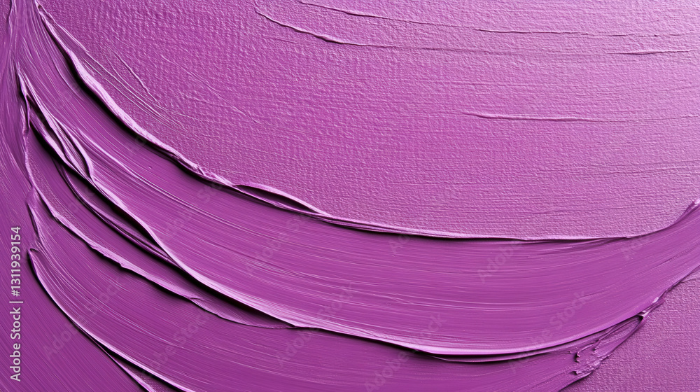 Poster Thick strokes of purple paint create an abstract texture on a canvas, showcasing a mix of light and shadow in a bright setting
