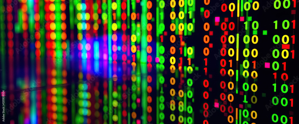 Poster colorful streams of data and digital information vibrant representation of digital age