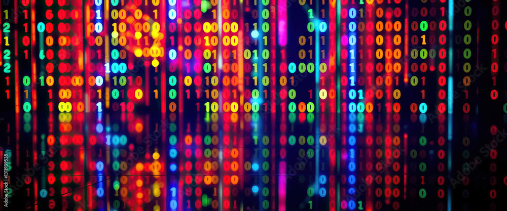 Aufkleber Abstract digital artwork colorful binary code streams vibrant and futuristic design