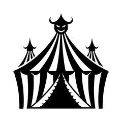 Creepy carnival theme with circus tent silhouette illustration