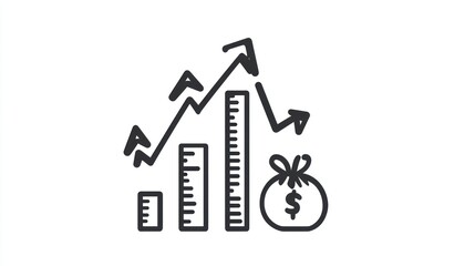 Hand-drawn financial growth chart. Possible use Stock photo for business, investment, or financial websites