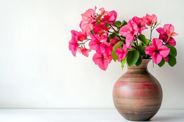 Vase decorate Fern plant rainy season green room isolated on white 