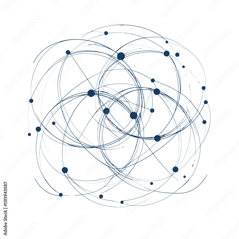 Poster abstract network connection with nodes and lines on a white backdrop