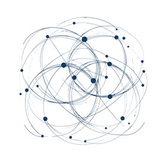 Abstract Network Connection with Nodes and Lines on a White Backdrop