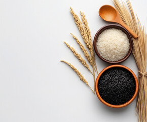 a bowl of rice on a white background, high-resolution photography,