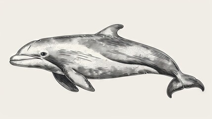 Obraz premium A badge for the International Day to Save the Vaquita, featuring an emblem with a hand-drawn sketch of the Gulf of California harbor porpoise, highlighting the protection of wildlife and endangered sp