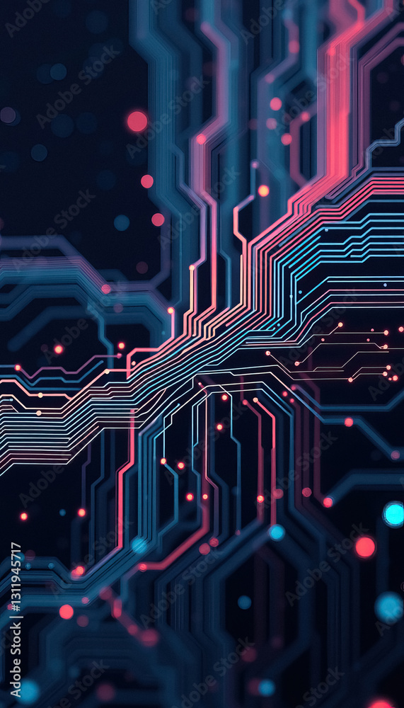Leinwandbilder Abstract technology background with circuit board design and illuminated nodes modern tech