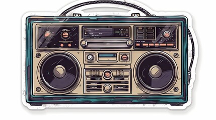 Retro Boombox Player Sticker