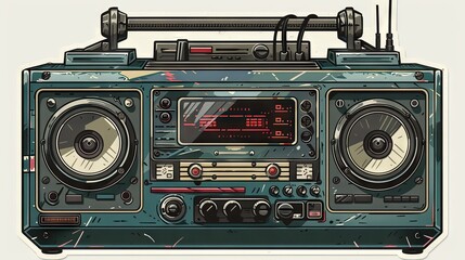 Fototapeta premium Retro Boombox Player Sticker