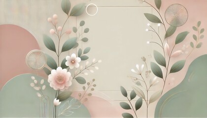 くすみカラーの春背景 柔らかフラワーデザイン