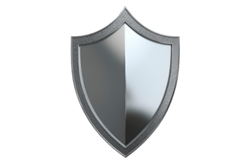 Silver shield shape blank 3d isolated on transparent background