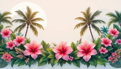 Obraz premium Tropical floral arrangement beachside digital art relaxing atmosphere vibrant colors