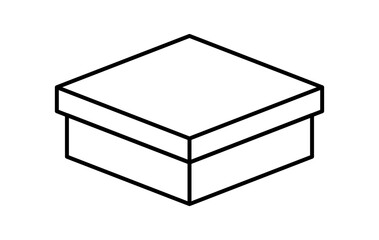postal parcel box outline, carton shipping box line, brown corrugated box, cardboard postage box for transportation