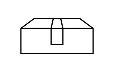 postal parcel box outline, carton shipping box line, brown corrugated box, cardboard postage box for transportation