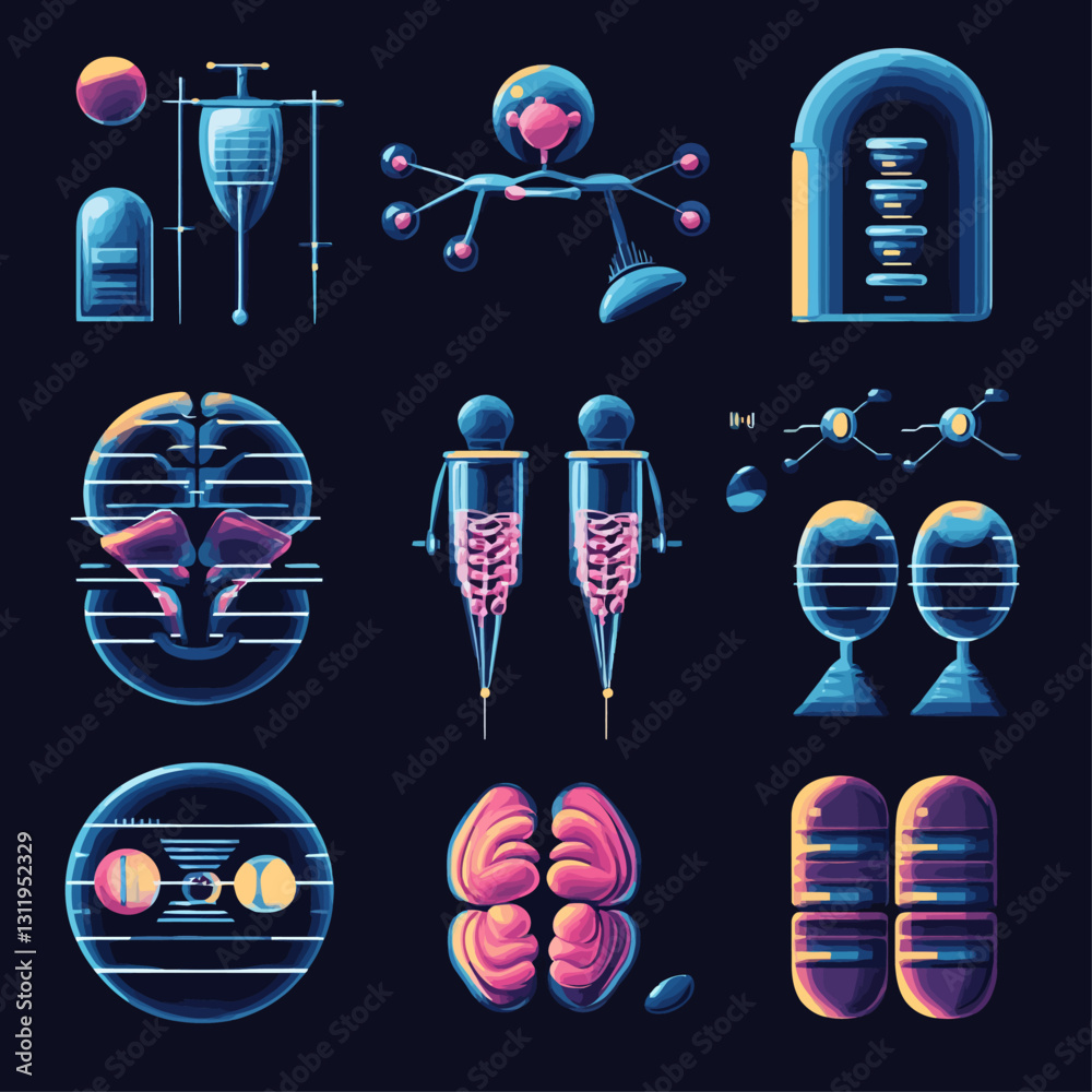 Poster abstract futuristic brain scan technology with neural network and ai