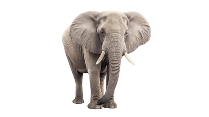 Fototapeta premium Elephant isolated on white or transparent background, png clipart, design element. Easy to place on any other background.