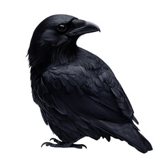 A Carrion Crow mid-flight with wings fully spread, showing the impressive wingspan and feather on transparent png background. Ai generated