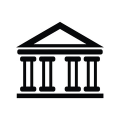Black and white bank building vector icon
