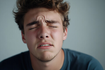 Fototapeta premium Emotional expression captured in a candid moment of vulnerability