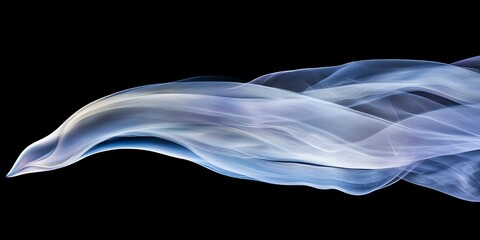 Abstract Blue and White Smoke Swirl Elegant Flowing Design Black Background