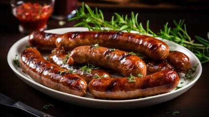 Grilled Sausages on Plate