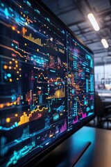 A digital board showcasing trade and logistics analytics in a boardroom.