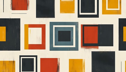 Abstract geometric pattern with squares and rectangles in muted tones.