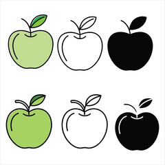 set vector illustration outline apple silhouettes	