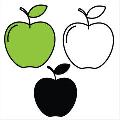 set vector illustration outline apple silhouettes	