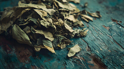 dried herbal leaves with a rustic texture, perfect for an organic wellness theme 