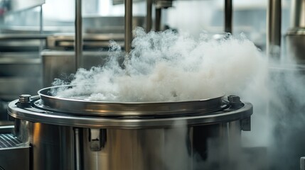 Industrial process, Close-up of steaming vat in manufacturing facility