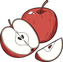 apple vector illustration on transparent background with PNG