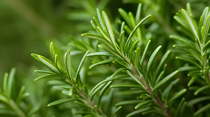 of rosemary sprigs with sharp needle-like leaves, displaying their intricate details 