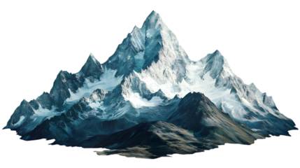 Majestic Mountains Isolated on White: Peak Views