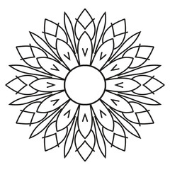 Geometric floral: A symmetrical geometric floral design, showcasing a detailed outline, perfect for creative projects.