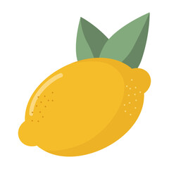 Lemon and leaves illustration clip art flat design. Juicy yellow tropical fruits. concept of summer fresh and citrus for decoration or element.