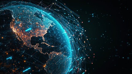 A digital rendering of AI managing global climate data in real time.