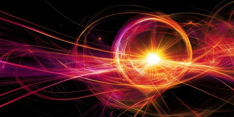Obraz premium Abstract Fiery Energy Burst Bright Red Orange Light Trails and Swirls