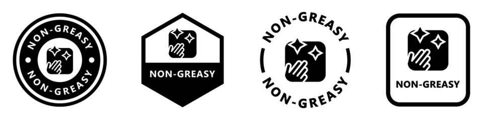 Non-Greasy. Icons for product packaging isolated on white.