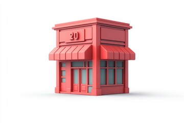 Obraz premium E-commerce services represented by red shop icon, isolated.