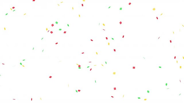 シンプルな3色紙吹雪のループ動画（赤・緑・黄）