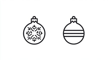 Christmas Ornaments, Simple Line Art Design, Decoration
