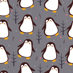 seamless pattern cute cartoon penguin. cute animal pattern for wallpaper, background and gift wrap paper