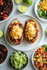 A pristine white plate rests gracefully on a sleek gray surface, showcasing a tantalizing snippet of its culinary contents in an intimate close-up