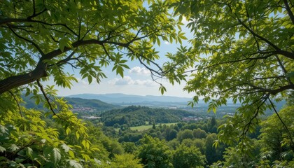 Obraz premium Scenic landscape view green mountains nature photography lush environment panoramic perspective