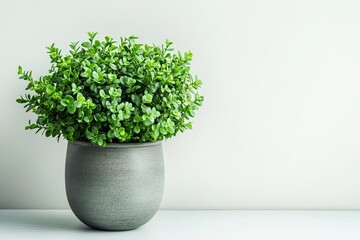 Vase decorate Jade plant rainy season green room isolated on white 