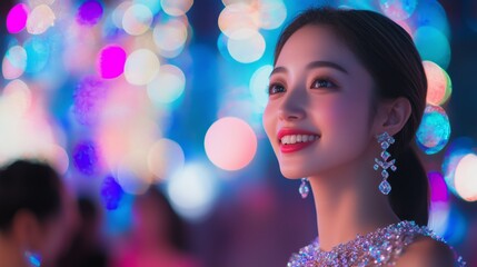 Elegant beauty under dazzling light and shadow